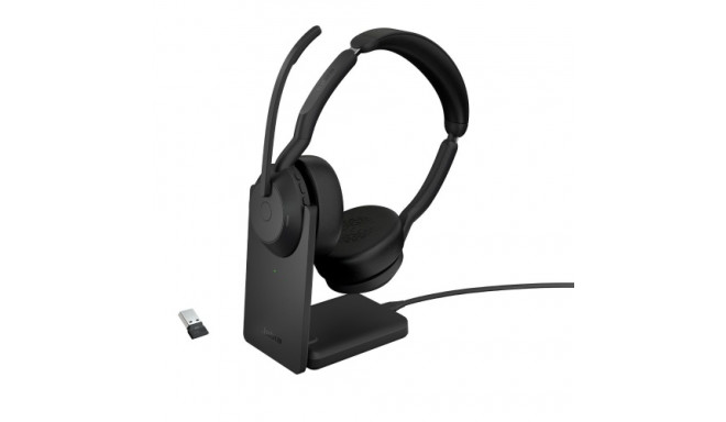 Jabra Evolve2 55 UC Stereo Link380a Wireless Headset Bluetooth USB-A, Charging Stand, Black
