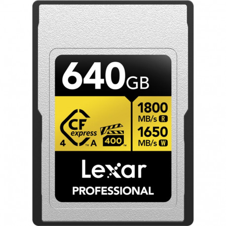 Lexar mälukaart CFexpress 4.0 Pro Gold VPG400 R1800/W1650 (Type A) 640GB