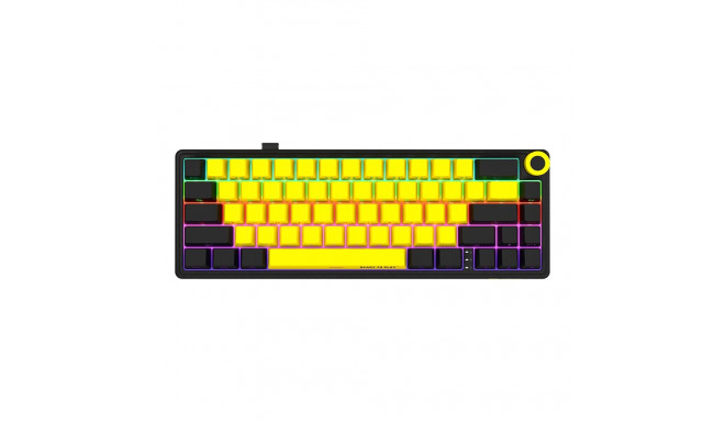 LORGAR KBP70MW, Wireless 65% Mechanical Gaming Keyboard Pro, Black/yellow, EN layout