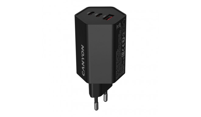 CANYON charger HEXAGON 65 GaN 65W 2xPD 1xQC EU Black