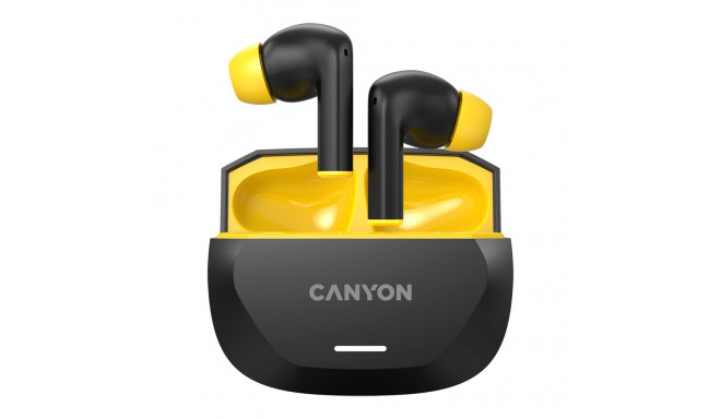 CANYON headset HEXAGON 7 TWS ANC+ENC Wireless Charge Black Yellow