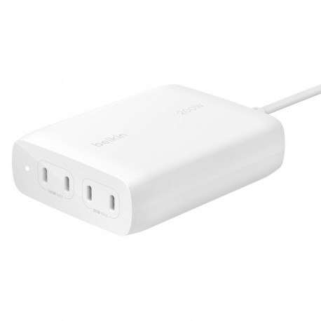 Belkin BoostCharge Pro 4-portiline USB-C GaN 200 W seinalaadija, valge