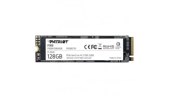 SSD|PATRIOT|P300|128GB|M.2|PCIE|NVMe|3D NAND|Write speed 600 MBytes/sec|Read speed 1600 MBytes/sec|3