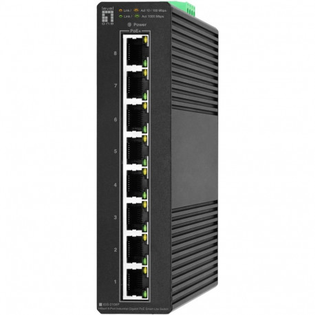 "Switch 8x GE IGS-2108P 8xPoE Outputs schwarz"
