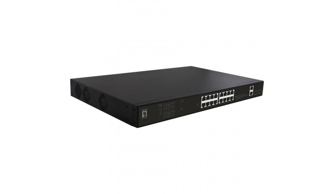 "Switch 16x GE GEP-2021 2xGE 2xGSFP 19"" 270W 16xPoE+"