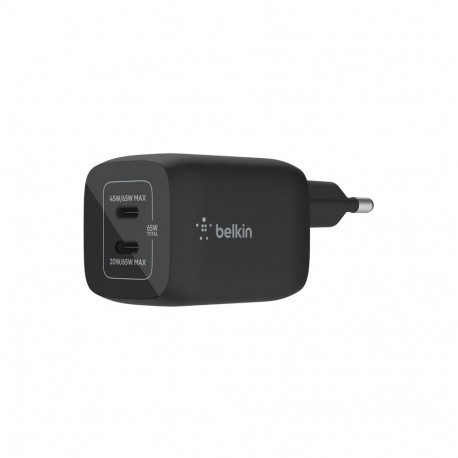 "Belkin 65W Dual USB-C GaN Ladegerät mit PD und PPS, schwarz"