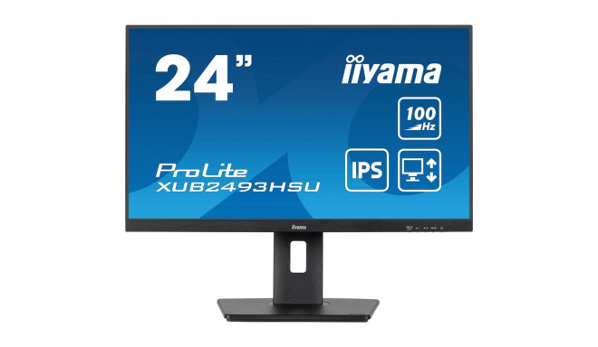 "61cm/24"" (1920x1080) iiyama ProLite XUB2493HSU-B7 16:9 FHD IPS 1ms 100Hz HDMI DP Speaker Pivot Bla