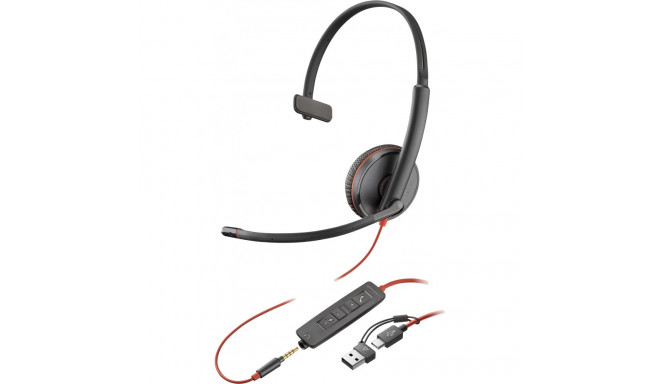 "HP Poly Headset Blackwire C3215 Mono USB-C/A & 3.5 mm"
