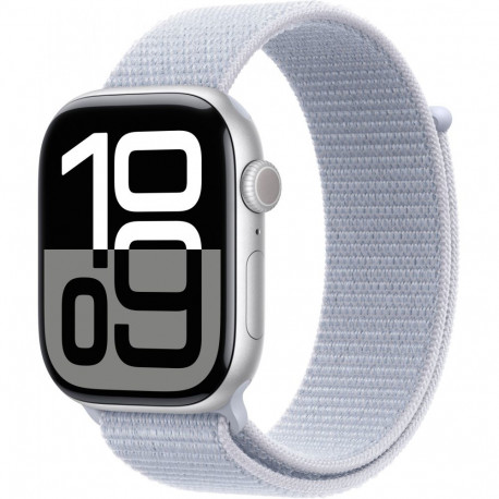 "APPLE Watch Series 10 GPS 46mm Silver Aluminium Case with Blue Cloud Sport Loop"