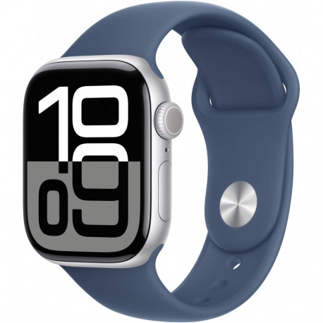 "APPLE Watch Series 10 GPS 42mm Silver Aluminium Case with Denim Sport Band - S/M"