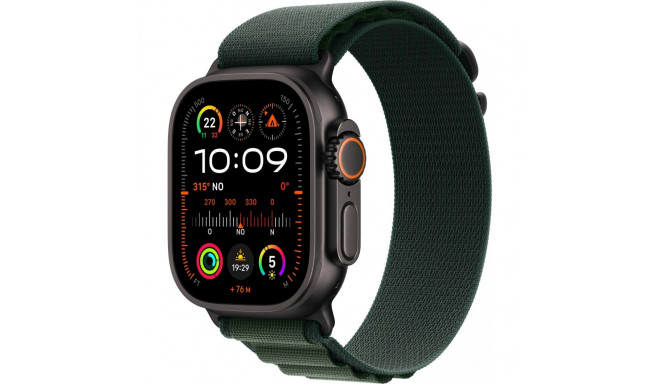 "APPLE Watch Ultra 2 GPS + Cellular 49mm Black Titanium Case with Dark Green Alpine Loop - Large"