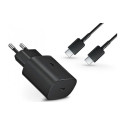 EP-TA800EBE + EP-DG980BBE Samsung 25W reisilaadija + USB-C|USB-C andmekaabel must (OEM)