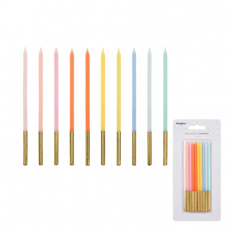 PartyDeco tordiküünal, 10tk, kuldsete otstega