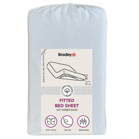 Bradley kummiga voodilina, 180 x 200 x 25 cm, tekstiilist kotis, tuhksinine