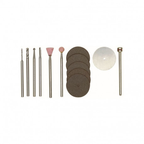 Proxxon 28910 rotary tool accessory set – 13-piece, 2.35mm shafts, milling, grinding, drilling, cutt