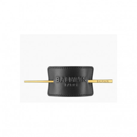 BALMAIN HAIR Juukseaksessuaar nahast must logoga/ Genuine Leather Signature Hair Barrette Black with
