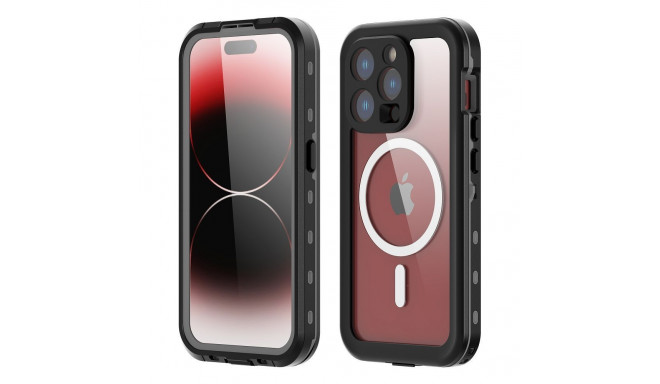 Case for iPhone 15 PRO Shellbox DOT waterproof MagSafe compatible black