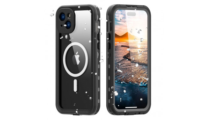 Waterproof case SHELLBOX DOT compatible with MagSafe for IPHONE 15 Plus black