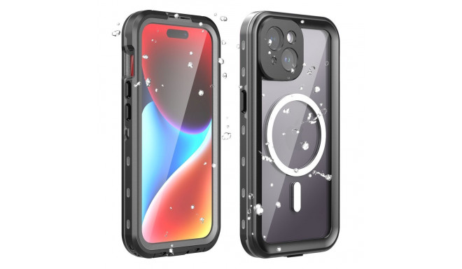 Case for iPhone 15 Shellbox DOT waterproof MagSafe compatible black