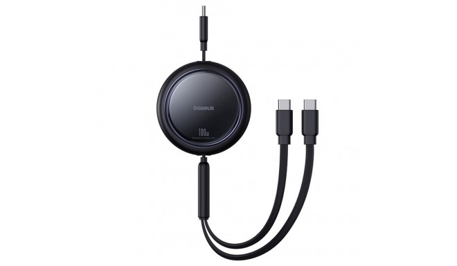 BASEUS retractable cable 2in1 Type C to 2 x Type C 100W 1 m black