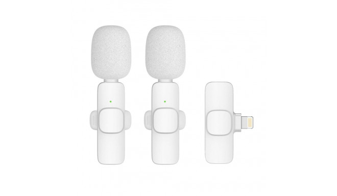 Wireless lavalier microphone Lightning double (2 in set) K1 white
