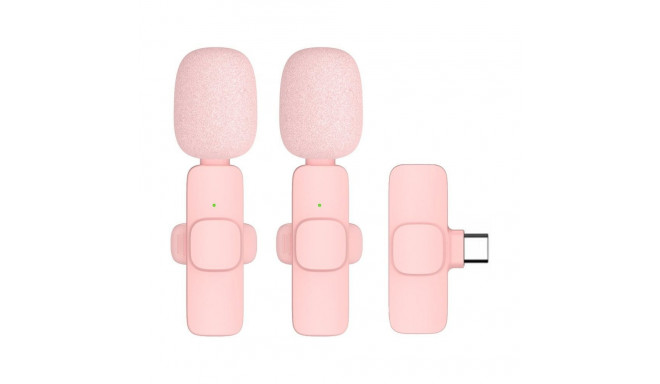 Wireless lavalier microphone Type C double (2 in set) K1 pink