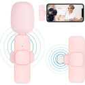 Wireless lavalier microphone Type C double with long hair (2 in set) K1 pink