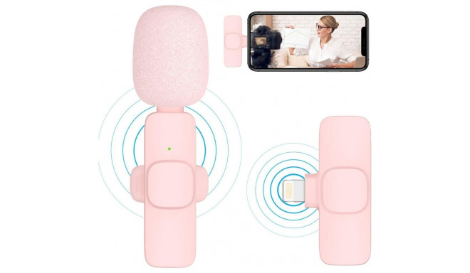Wireless lavalier microphone Type C double with long hair (2 in set) K1 pink