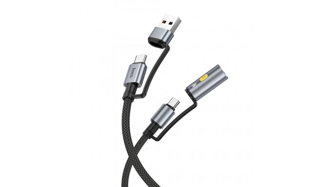 Cable All-in-one USB A / USB C to USB C / Cigarette lighter Hoco 3A 60W 1,2 m U138 black