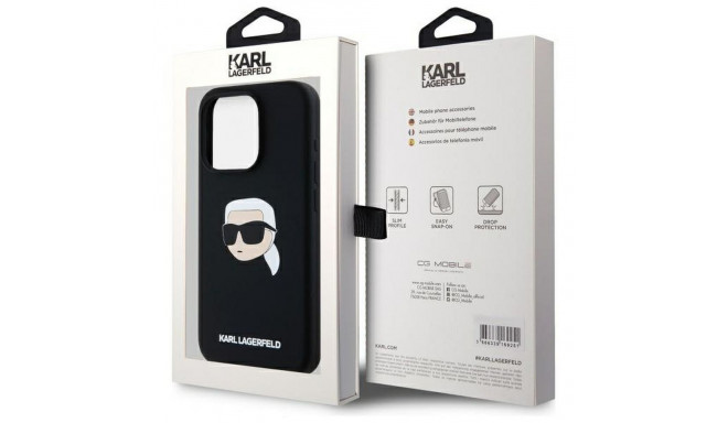 KARL LAGERFELD case for IPHONE 15 Pro compatible with MagSafe KLHMP15LSKHPPLK (SIL KL Head Print) bl