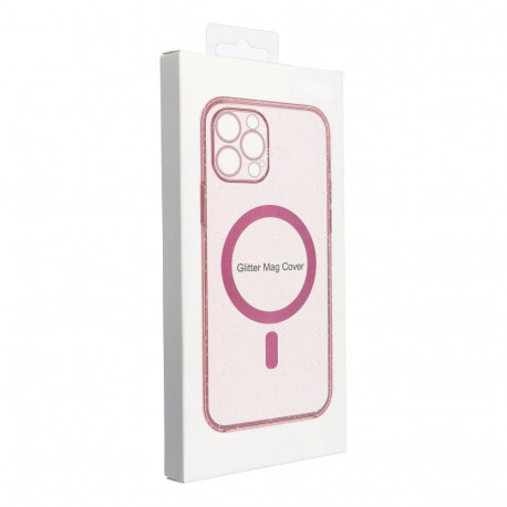 CLEAR MAG COVER case with camera protection compatible with MagSafe for IPHONE 14 pink glitter
