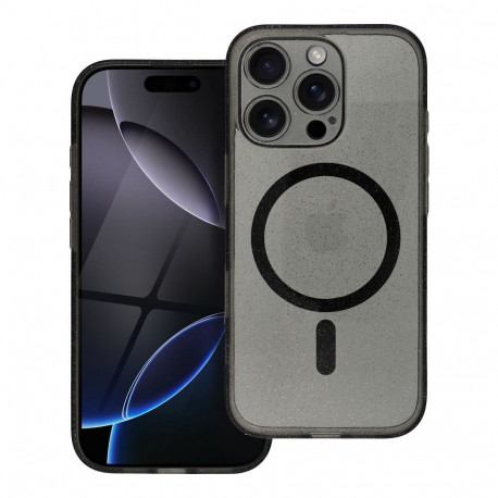Case for iPhone 14 Clear Mag Cover (STR / CAMERA PROTECTION) compatible with MagSafe black glitter