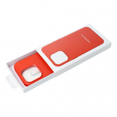 Case for Samsung S25 PLUS Leather Mag Cover compatible with MagSafe red