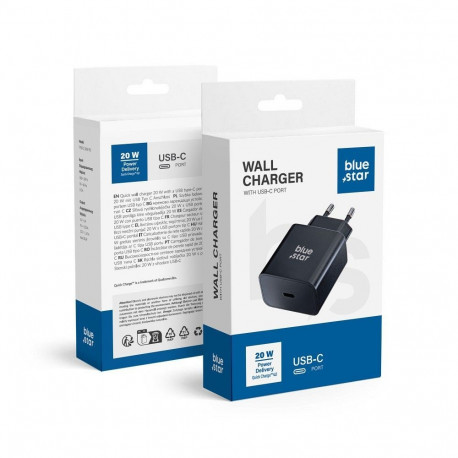 Phone charger Blue Star USB C QC3.0 PD 3A 20W TFB-TC-20WPD black