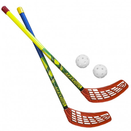 Azetx saalihoki komplekt Mamba Junior 2 HDPE sirget keppi ilma gripita 62cm +2 Optimus palli
