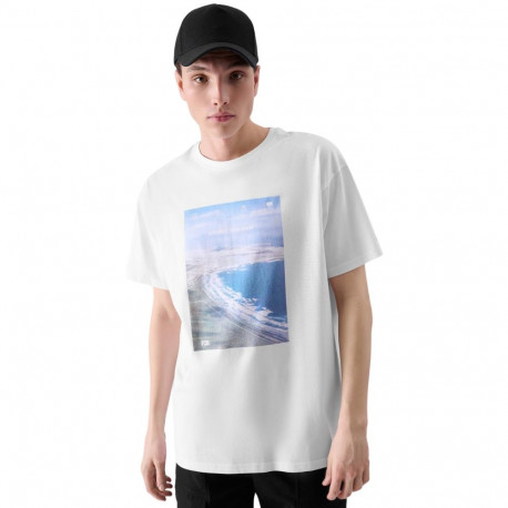 Koszulka męska 4F M2132 biała 4FRSS24TTSHM2132 10S 2XL