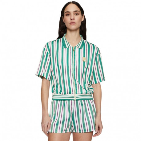 Koszulka damska polo Fila Lassance zielono-kremowa FAW0996 13382  S