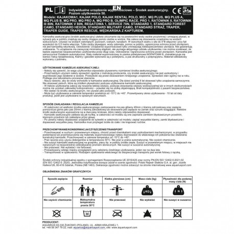 Kamizelka Aquarius Asekuracyjna Standard 2XL