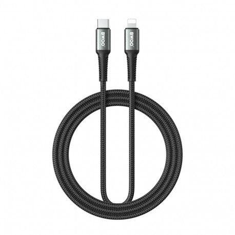 BWOO kaabel USB-C - Lightning Braided 30W 2m, must