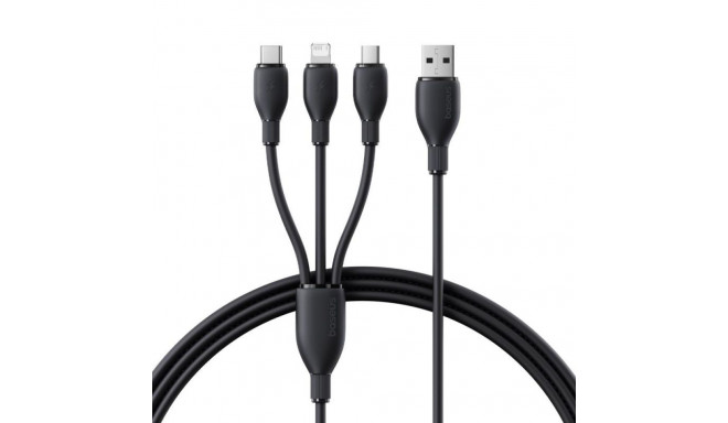Baseus Ultra-Fast One-for-Three Fast Charging Cable USB-A to M+L+C 3.5A 0.8m Cosmic Black
