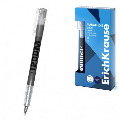 Rollerball pen ErichKrause Marathon Stick 0.5, ink color: black (box 12 pcs.)