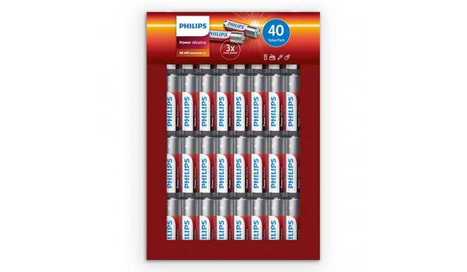 1x40 Philips Power Alkaline AA patarei sooduspakk