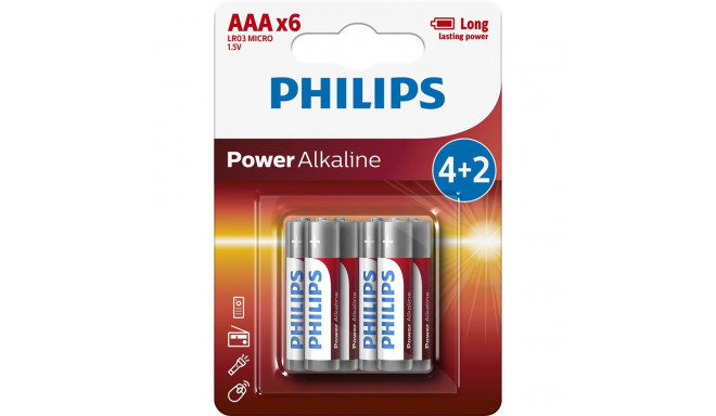 1x6 Philips Power Alkaline AAA Batterie Vorteilspack