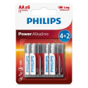 1x6 Philips Power Alkaline AA Patareid Kogupakend