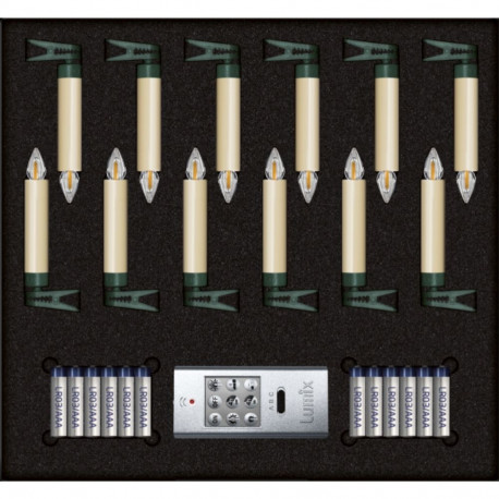 Krinner Superlight Bavaria Mini Flame 12er Set Elfenbein Basis