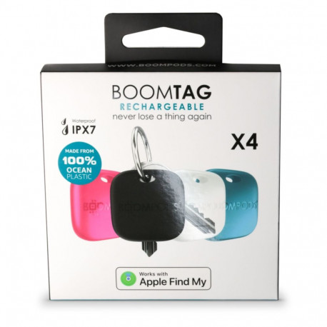 Boompods Boomtag laetav 4 tk must, sinine, valge, roosa