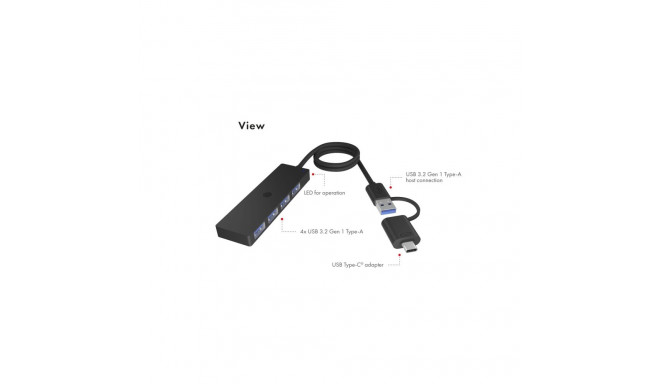 ICY BOX IB-HUB1424-C3 4-pordiline USB Type-A jaotur