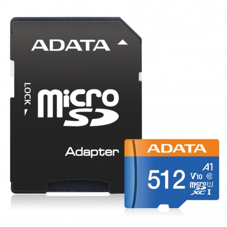 ADATA microSDHC kaart 512GB UHS-I CL10 100/20 MB/s koos 1 adapteriga
