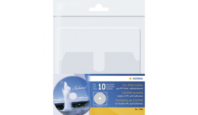 Herma CD/DVD-Cases self-adhesive f.1 CD/DVD 10 Pcs. trans.  7688