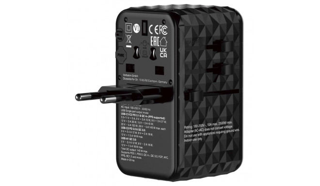 Verbatim GaN III Uni.Travel Adap 140W Welt-zu-Welt UTA-10   32125